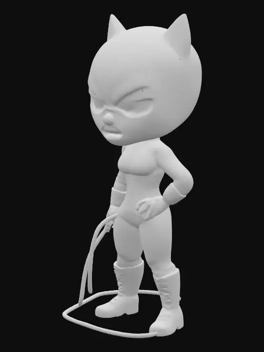 3D model for Catgirl Chibi Warrior