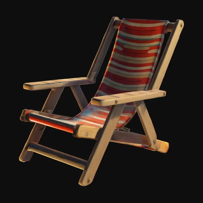 3D model for cartoony stylized deck chair

