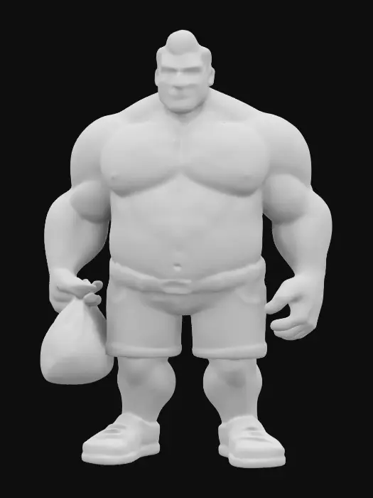 3D model for genarate a roblox noob but he is absolutley jacked and he is holding a bag of robux. Just for refrence he is so huge he is a 400 pound guy but it is all muscle and he is bigger then ronnie coleman

