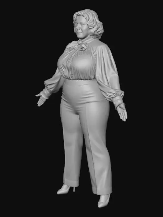 3D model for Blue Satin Blouse Portrait