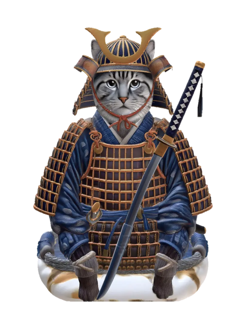 Samurai Cat - Jedi 3D model, vytvořený pomocí AI