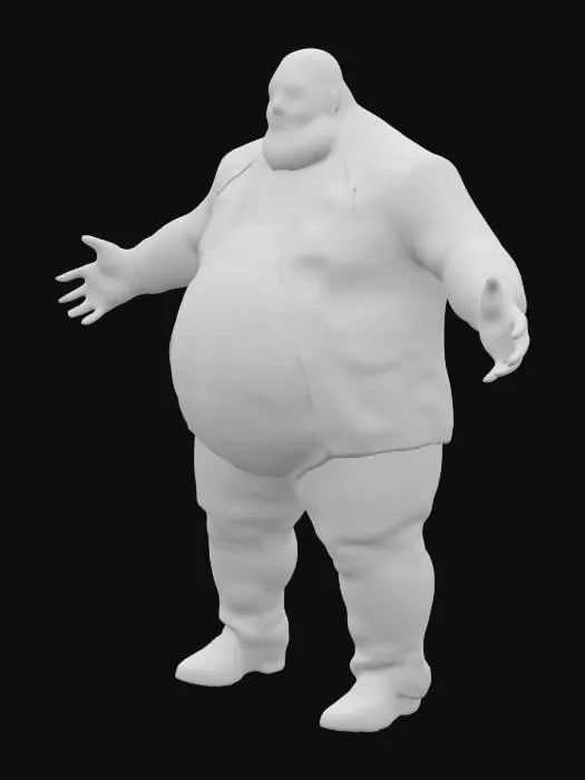 3D model for Fat, chubby, obese bearded leather doctor, big legs and body but strong looking standing proud,arms out to the side , deep - white spandex on latex,  red cross on clothes, full body image 