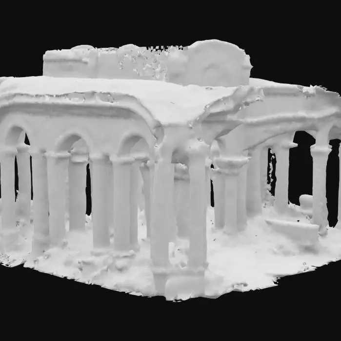 3D model for Generate a sprawling, atmospheric ruin of an arcane temple or library, set in a forgotten corner of the world. The environment should be filled with cracked stone, broken magical artifacts, shattered statues of long-forgotten sorcerers, and crumbling magical barriers. Floating glyphs and orbs of glowing arcane energy should illuminate the otherwise dim, forsaken space. yet the area should still resonate with ancient power. The magical architecture should defy conventional physics, with some structures floating above the ground or suspended in mid-air, held together by mystical forces. Include arcane symbols and magical inscriptions on the walls, floors, and ceilings that seem to pulse with energy, suggesting a lost, powerful civilization.