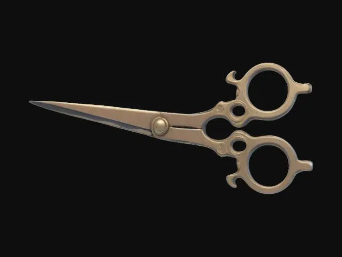 3D model for a, Gentle, Stylized, highly detailed model of Vintage scissors, Pixar Style.