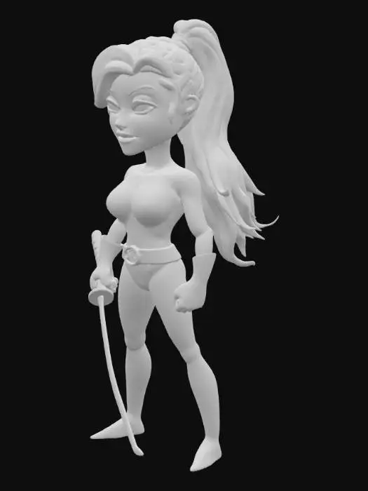 3D model for Superheroine with Dragon Companion