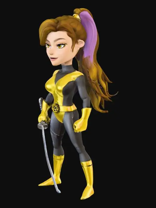 3D model for Superheroine with Dragon Companion