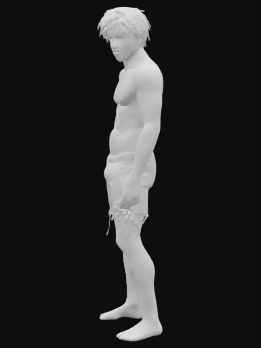 3D model for A ruggedly handsome, muscular young man standing confidently in the middle of a mysterious jungle. His skin is sun-kissed, showing signs of surviving harsh weather. His face has sharp features — a defined jawline, deep expressive eyes, and messy medium-length black hair. He wears only a torn white short pant, revealing his toned chest and abs, as he just survived a brutal plane crash. His body has light scratches and dirt, but he looks determined and strong. The lush jungle surrounds him with dramatic lighting, fog, and distant howls.
Visual Elements:
• Outfit: Only a white short pant (survivor look)
• Body: Muscular but not overly bulky — natural, survival-toned
• Hair: Messy, black, slightly sweaty or dirty