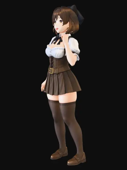 3D model for Maid in Brown Skirt