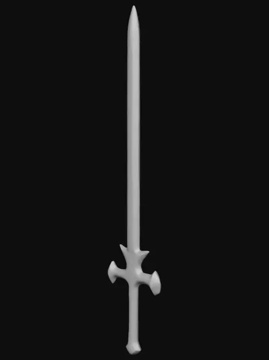 3D model for A fantasy-stylized two-handed sword with a broad, dark obsidian blade, intricately etched with glowing crimson runic veins. Its ornate hilt, crafted from polished black metal with gold accents, offers a robust grip. Pulsating with an internal red mana flow, the blade radiates a subtle, ethereal warmth and vibrant energy, giving it a powerful, magical presence.