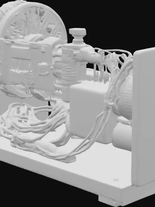 3D model for 3D model of a magnetic energy generator system:
- A rotating disk with 8 cube-shaped magnets (red-blue poles) on a vertical steel shaft.
- Four fixed copper wire coils (yellow) around the disk.
- Green PCB with bridge rectifier and heat sink.
- Blue battery (12V) and gray inverter (500W) connected with red/black cables.
- All components placed on a wooden base (30x30 cm).
- Realistic materials: metallic shine for metals, plastic texture for coils.
- Scale: 1:1, with shadows and lighting.