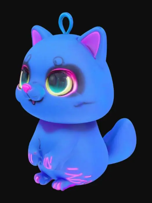 3D model for give me a simple flat clean line cut out animal charm with a flush flat connecter loop at the top