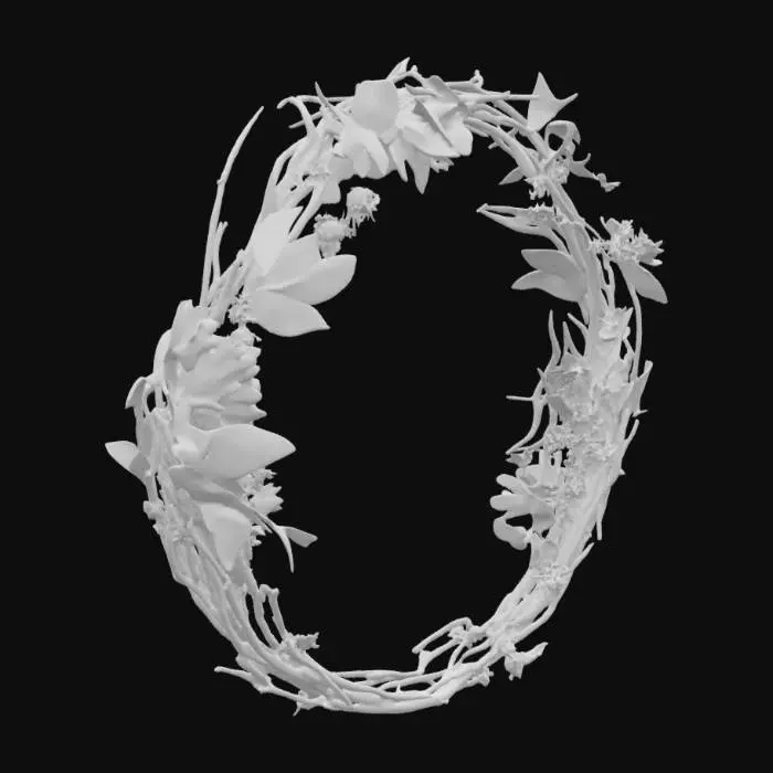 3D model for a flat-button detailed crown using natural elements
