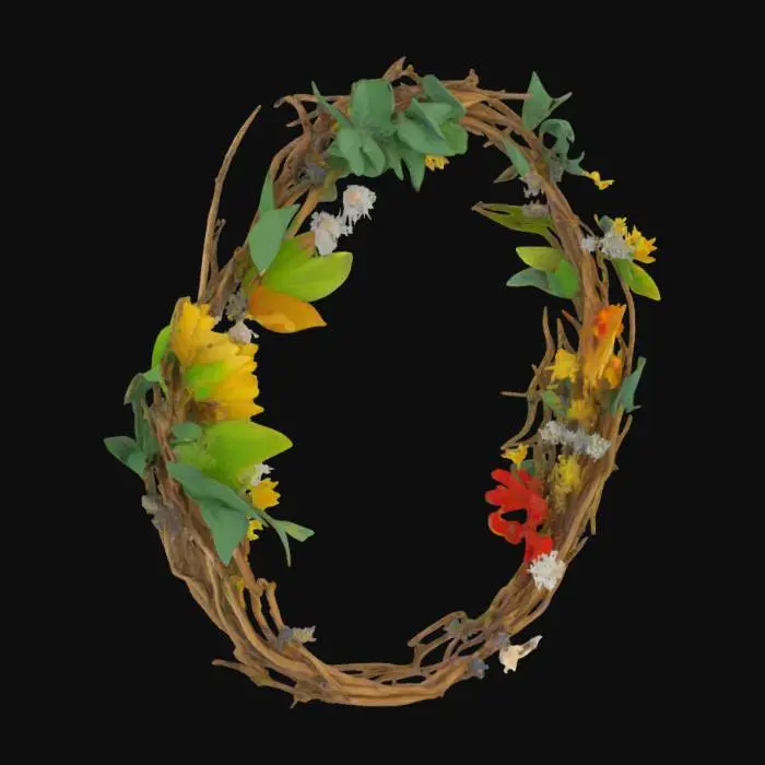 3D model for a flat-button detailed crown using natural elements
