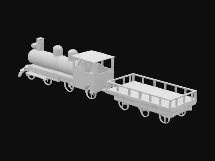 3D model for Steam Train Illustration with two buttons and a coal furnace inside 
