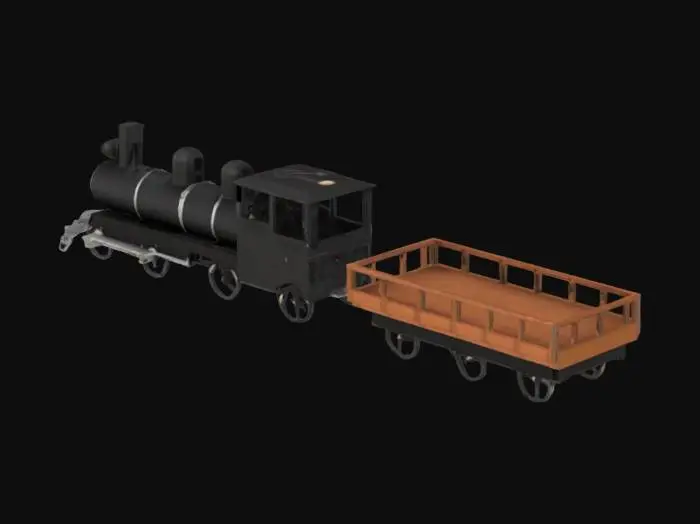 3D model for Steam Train Illustration with two buttons and a coal furnace inside 
