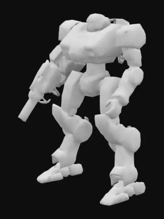 3D model for Titan-07 is a 2.8m tall military robot, armored with visible cables and pistons. Its right arm features a plasma cannon, and the left has an articulated hand. The massive legs have magnetic stabilizers. Modeling: 40,000 - 200,000 faces, 10-20 meshes for details. 4K PBR textures, rigged with IK and cable dynamics. Well-detailed, designed for cinematics and video games.