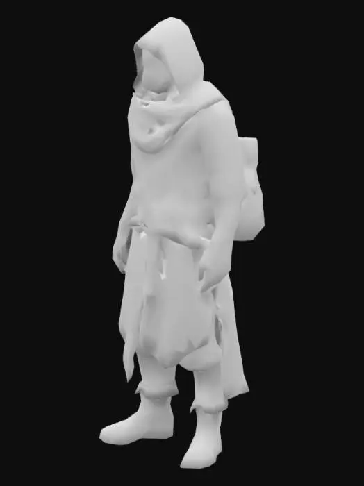 3D model for dark fantasy ,game asset, a medieval middle aged village peasant, dressed in rags, realistic , dark fantasy 