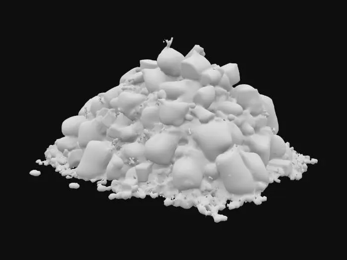 3D model for large rectangular wall of trash, garbage, and filth. disgusting trash bags, bottles, boxes, cans, rotten food make up the wall of garbage