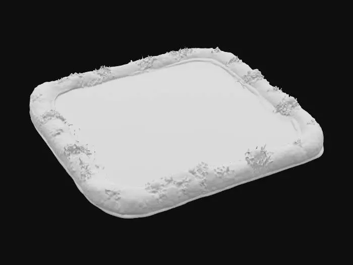 3D model for A realistic 3D model of a small frozen pond in winter. The surface should be covered with ice, slightly uneven with subtle cracks, frosty patches, and snow dusting along the edges. Surround the pond with a thin bank of snow-covered ground, reeds, and small clumps of vegetation poking through the ice. Trees or shrubs nearby should be bare or lightly frosted, with branches dusted in snow. The ice should have a semi-transparent, slightly reflective look with natural variations in color from pale gray-blue to white. Use PBR textures: rough frosted ice, matte snow, and realistic bark for any surrounding detail. Optimized for Unreal Engine 5. Standalone asset, no background.