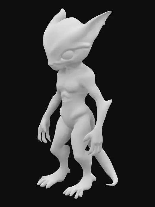 3D model for white fury anthromorphic human alien creature, extreme furry white detail, suit, detailed craftmanship