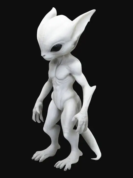 3D model for white fury anthromorphic human alien creature, extreme furry white detail, suit, detailed craftmanship
