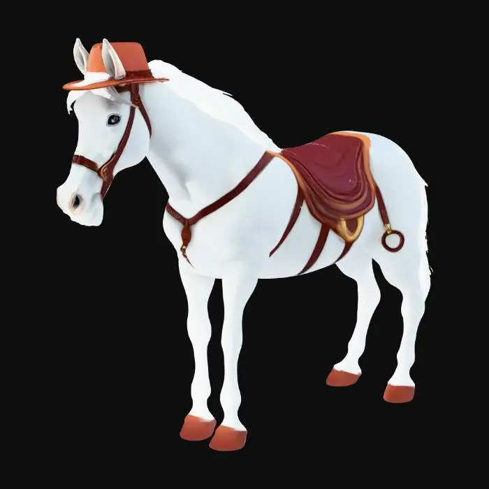 3D model for A white horse wearing a cowboy hat.