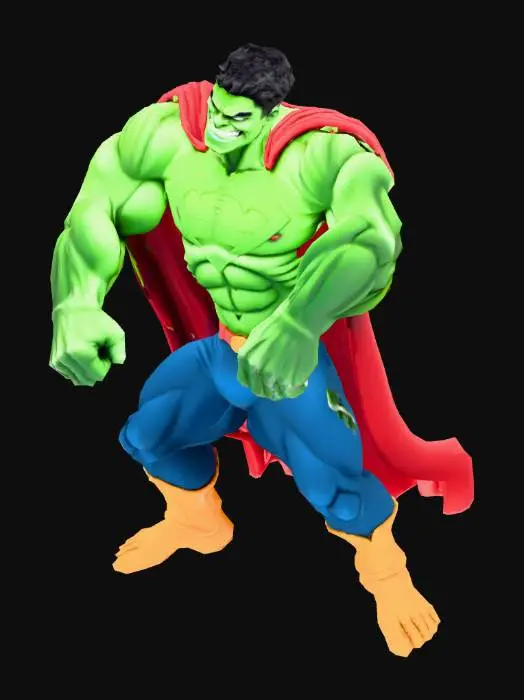 3D model for Homem com cabeça do Hulk e corpo do Superman