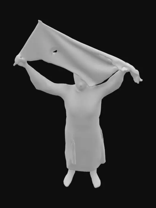 3D model for Design a 3D model showing an Algerian raising their national flag 7. Pose them proudly holding the pole high, with the flag flowing dynamically in wind. Include accurate details like green, white colors and star-crescent symbol 2. Dress the figure traditionally, reflecting North African culture. Add desert or urban background for context. Ensure textures, lighting are realistic.