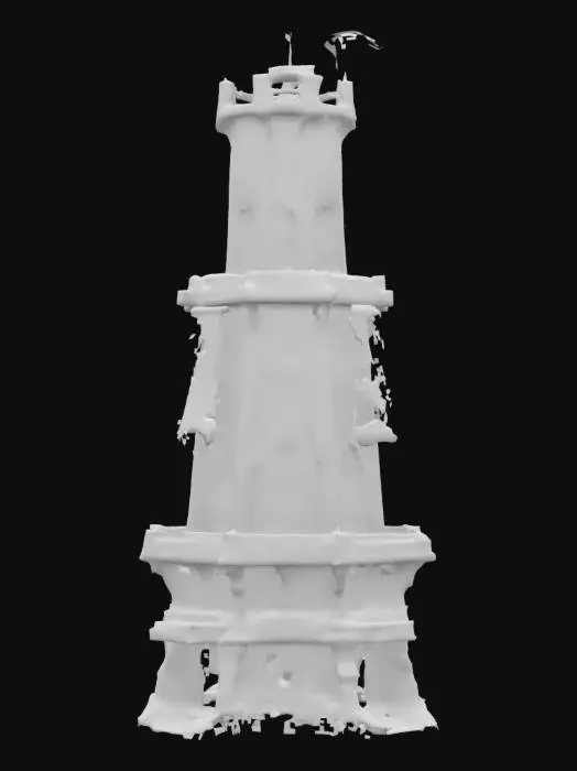 3D model for Stylized magic defense tower for a moba, sylized for the human faction. Cartoony and exadurated proportions and architecture but not too cartoony as to fit the fantasy setting.