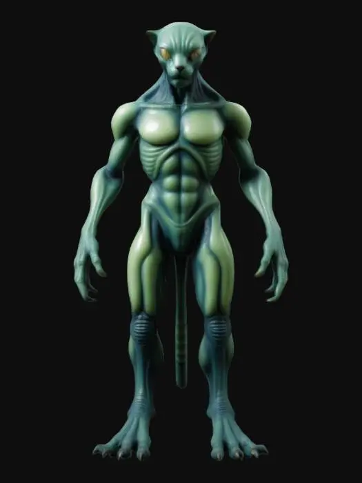 3D model for Generate a high-quality 3D mesh of a fantasy creature torso designed for a modular character system. The torso should support bipedal anatomy with a defined central spine, subtle muscular structure, and clear, anatomically feasible joint regions for attaching limbs, a neck, and a tail. Include slight curvature in the spine to suggest flexibility, and maintain symmetrical, clean topology optimized for deformation and rigging. The design should balance fantasy aesthetics with realistic anatomy, without exaggeration.