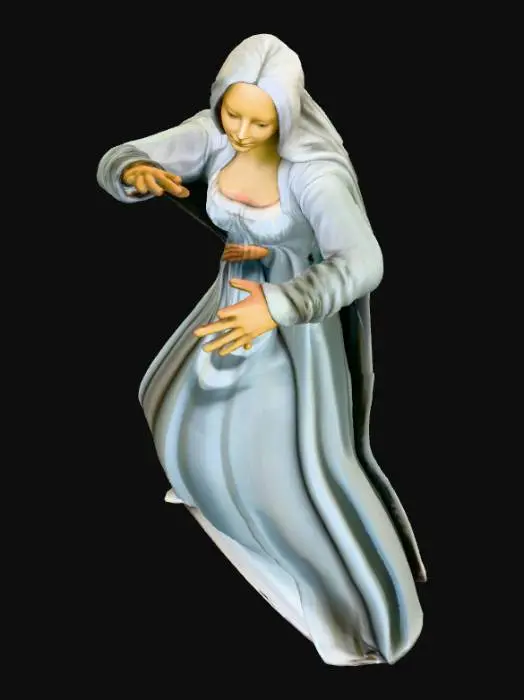 3D model for the mona lisa as a standalone person in A/T-Pose