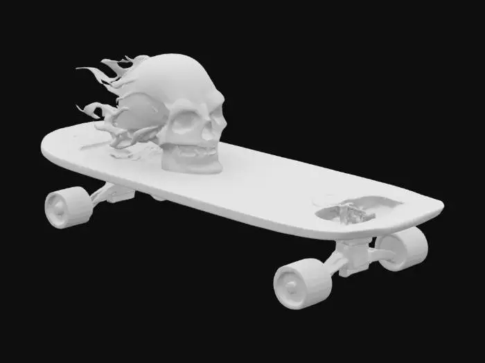 3D model for Skateboard with a skull on it