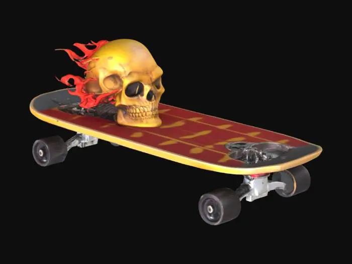 3D model for Skateboard with a skull on it