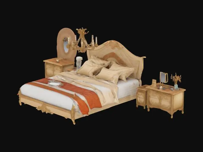 3D model for Highly detailed  bedroom  set lofty style 