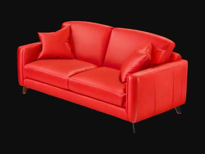 3D model for curved sofa dark red leather 

