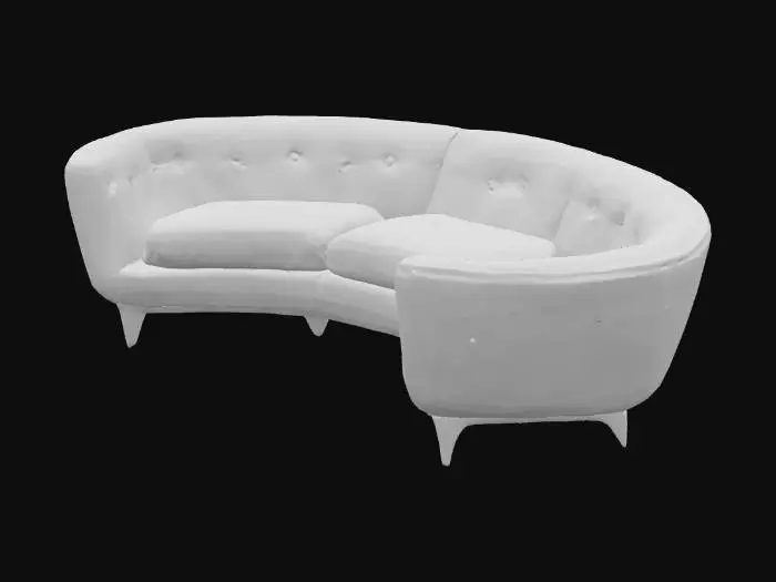 3D model for curved sofa dark red leather 
