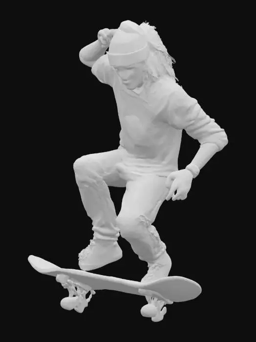 3D model for Skater Punk man with a skate board 