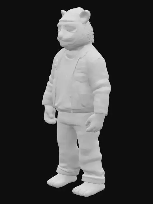 3D model for Tiger  standing up wearing tshirt jeans looking cool like a hipster