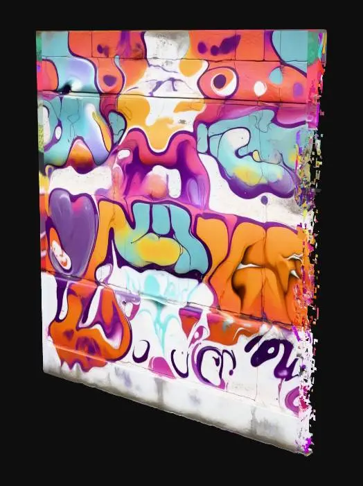 3D model for Wall with graffiti on it  high detail 