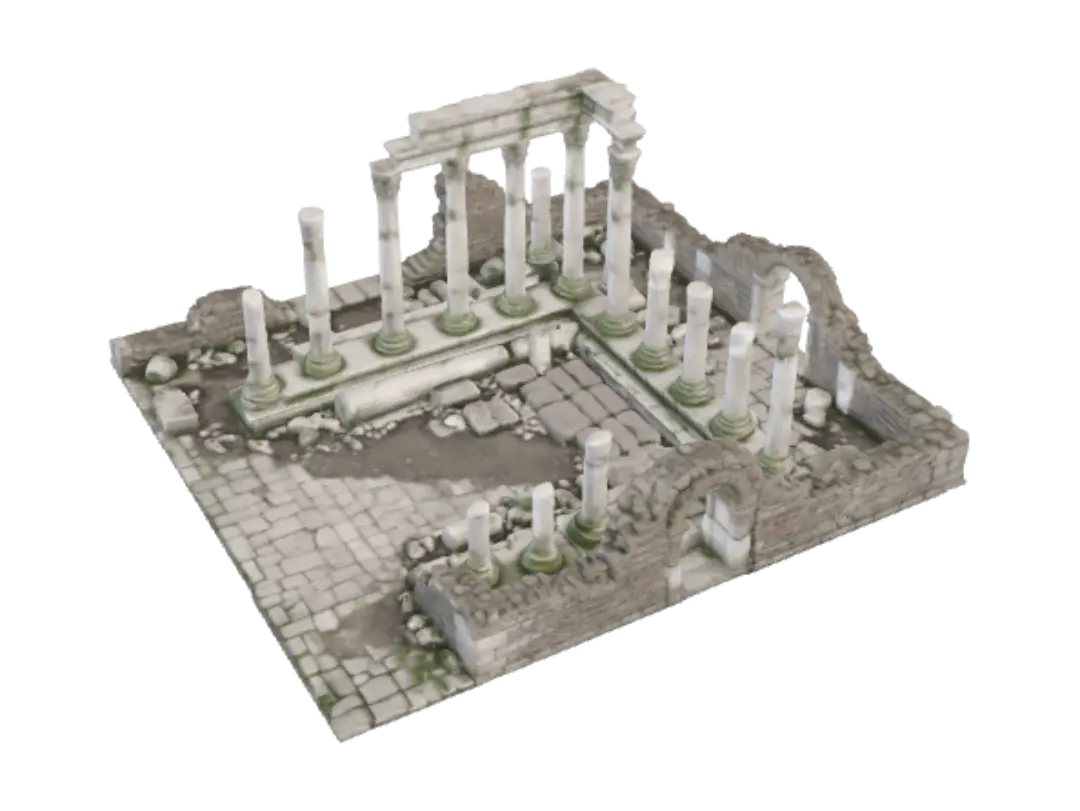 Ruined Marble Colonnade - Pillars 3D model, vytvořený pomocí AI