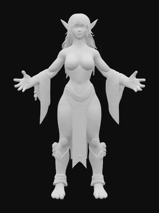 3D model for A full body presentation of a Elegant Young High Elf, her body resembling Smooth golden amethyst, and diamond granite boulders fused together, displaying veins of molten obsidian. Its skin is a smooth texture, with glowing cracks of orange and red magma simmering beneath the surface, especially around its joints and chest. The elfs massive form is imposing, with broad shoulders and powerful, rock-like limbs, exuding immense heat. Fantasy, stylized, polished, highly detailed, full body image
