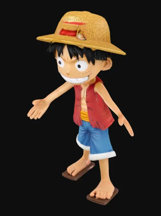 3D model for Luffy , one piece  , A Pose , T pose
