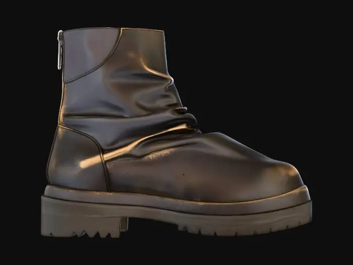 3D model for Black Leather Ankle Boot