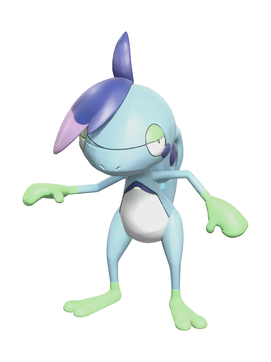 Ornate Sobble Evolution 3D model, vytvořený pomocí AI