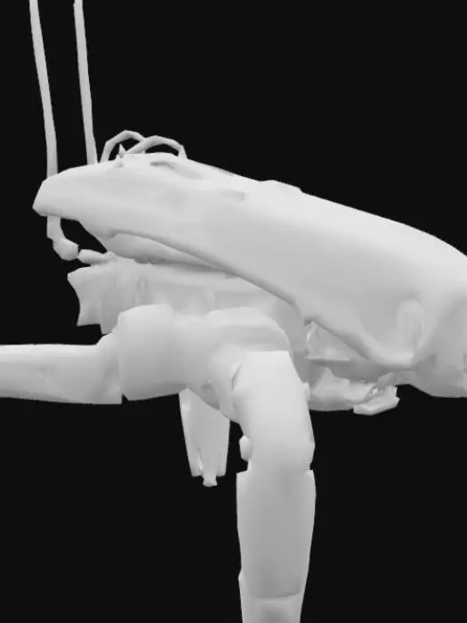 3D model for sci-fi stylized robot drone. It has four legs and a singular eye that resembles a camera lens. It's purpose is scouting and recon so it also has an antenna on its back so it can send back information. It's body is asymmetric where the eye is not in the center while the legs are perfectly symmetrical. It is relatively small so it can climb and fit into small spaces.