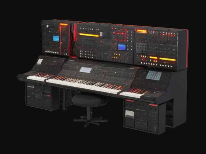 3D model for Modular synthesizer studio wall without cables