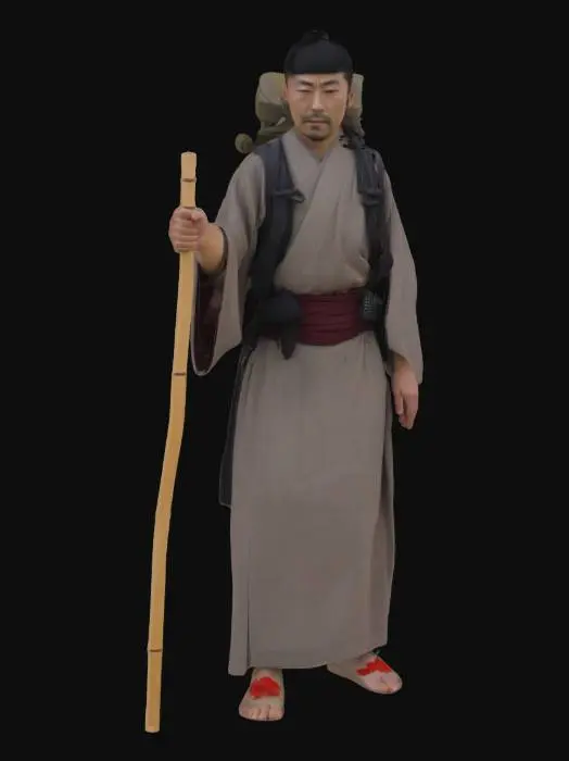 3D model for japanese steps up mountain side