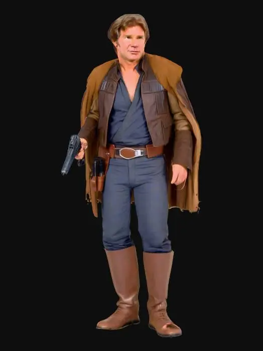 3D model for 30 year old  Harrison Ford dressed as Han Solo from the Star wars movie empire strike back