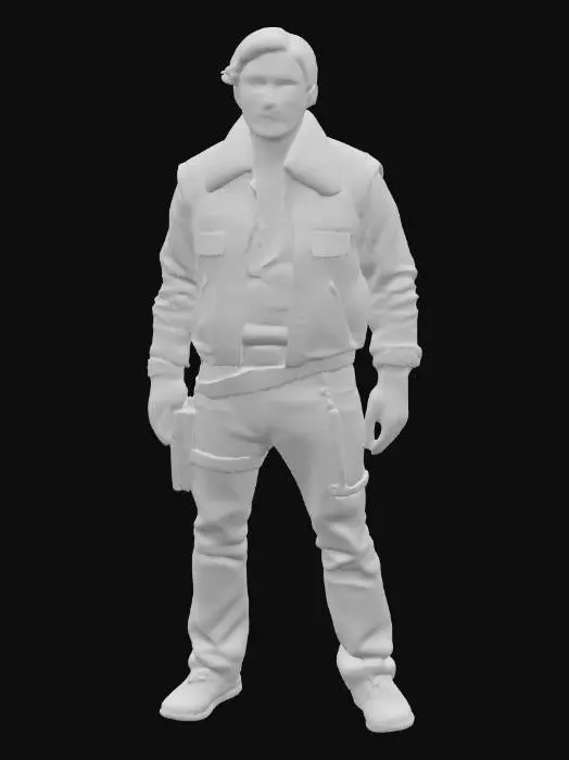 3D model for 30 year old  Harrison Ford dressed as Han Solo from the Star wars movie episode 4-6