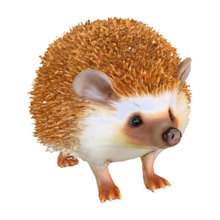 realistic hedgehog 3D model, vytvořený pomocí AI